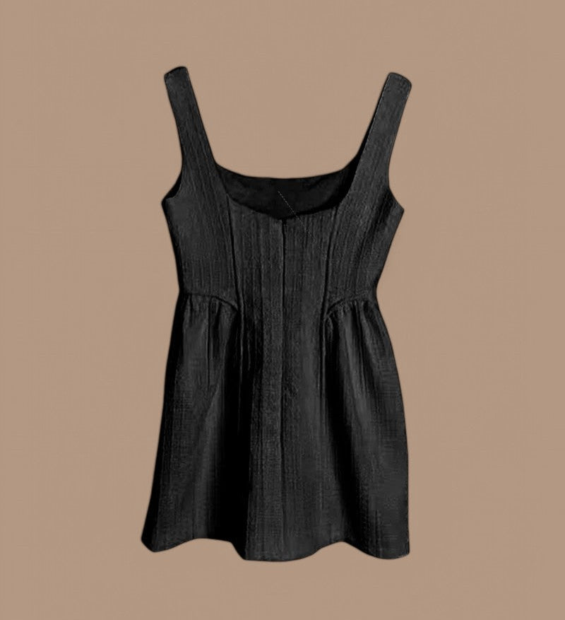 Madmoiselle || Textured Sleeveless Mini Dress With Fitted Bodice