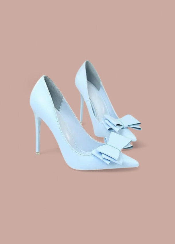 Coco Baby Blue || Elegant Bow Detail Heels Baby Blue / 35