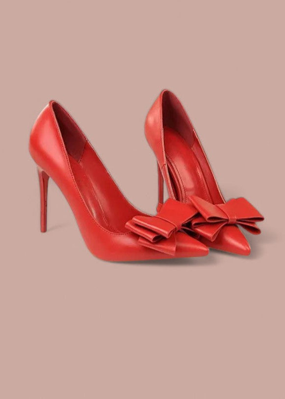 Coco Red || Elegant Bow Detail High Heels Red / 35