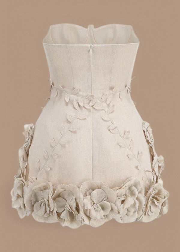 Ekaterine || Bustier Dress With 3D Floral Appliqués