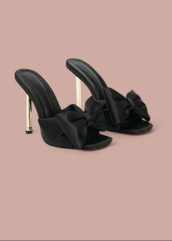 Chloe || Black Satin Ribbon Heels