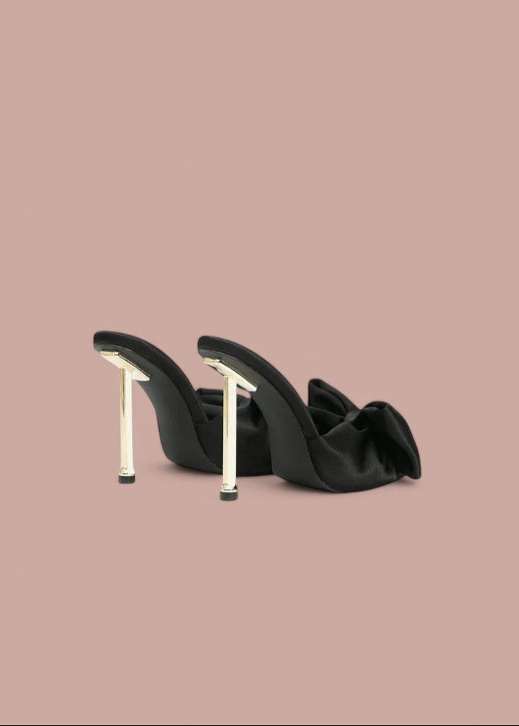 Chloe || Black Satin Ribbon Heels