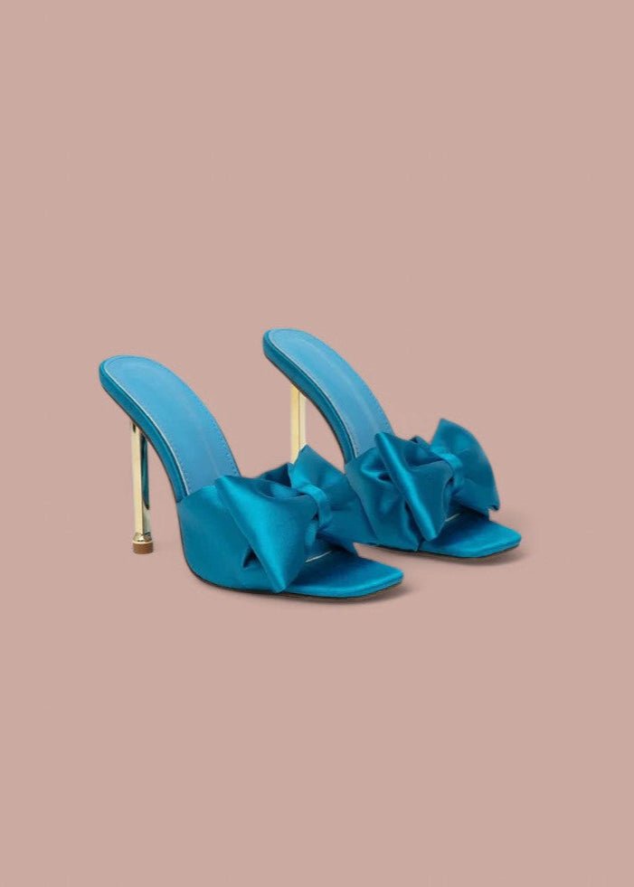 Chloe Turquoise|| Satin Ribbon Heels Turqouise / 35