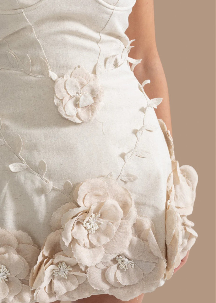 Ekaterine || Bustier Dress With 3D Floral Appliqués