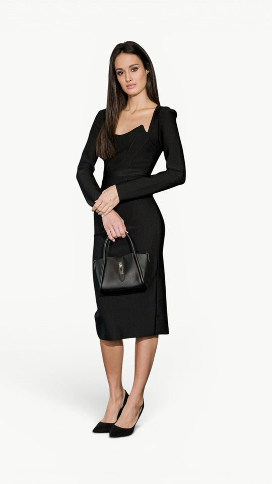 Black Bodycon Midi Dress