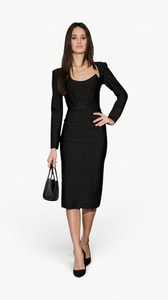 Black Bodycon Midi Dress