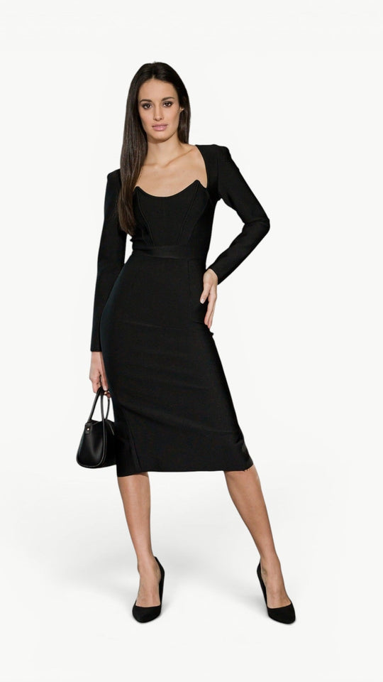 Black Bodycon Midi Dress