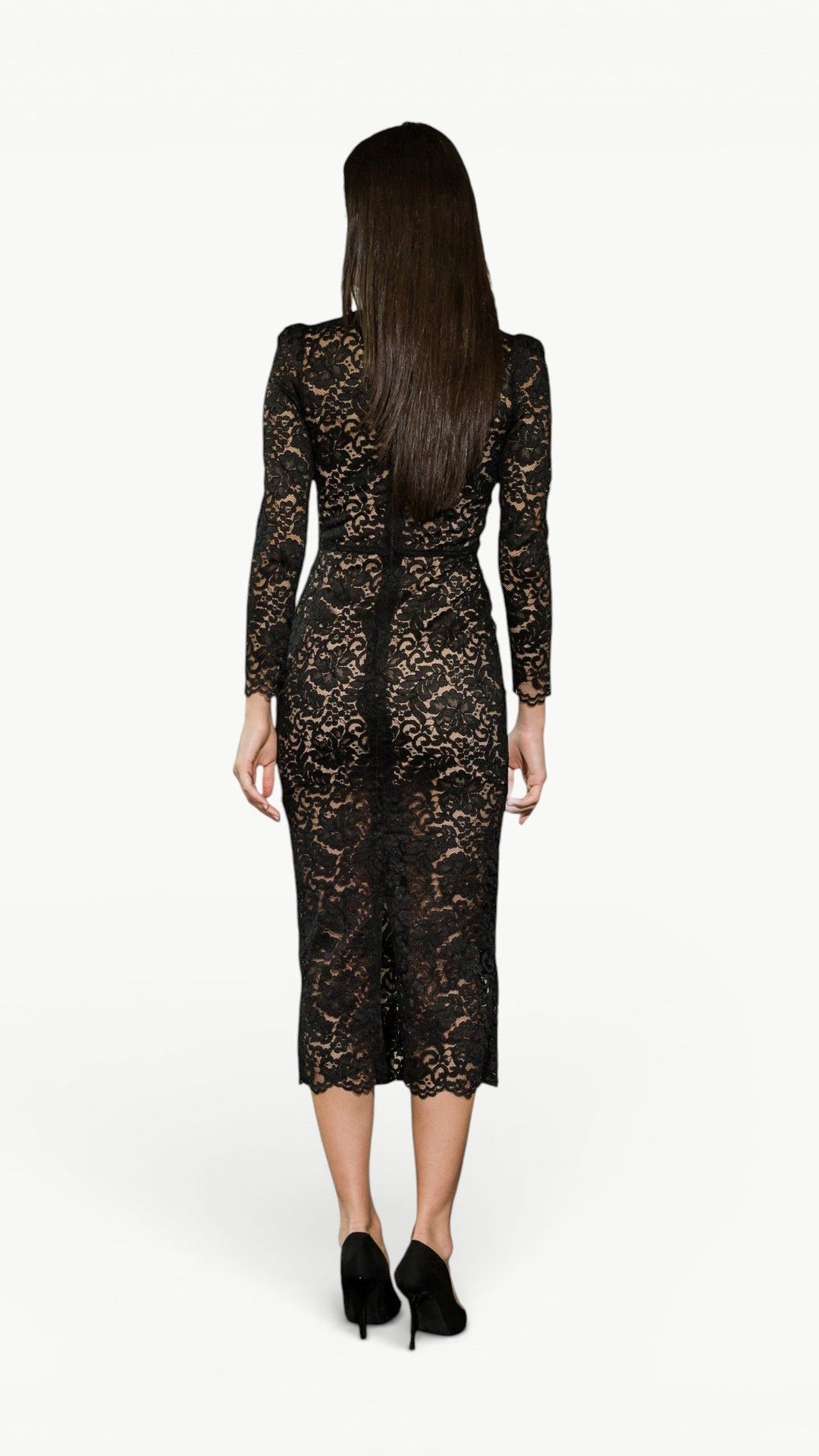 Embellished Lace Midi Dress