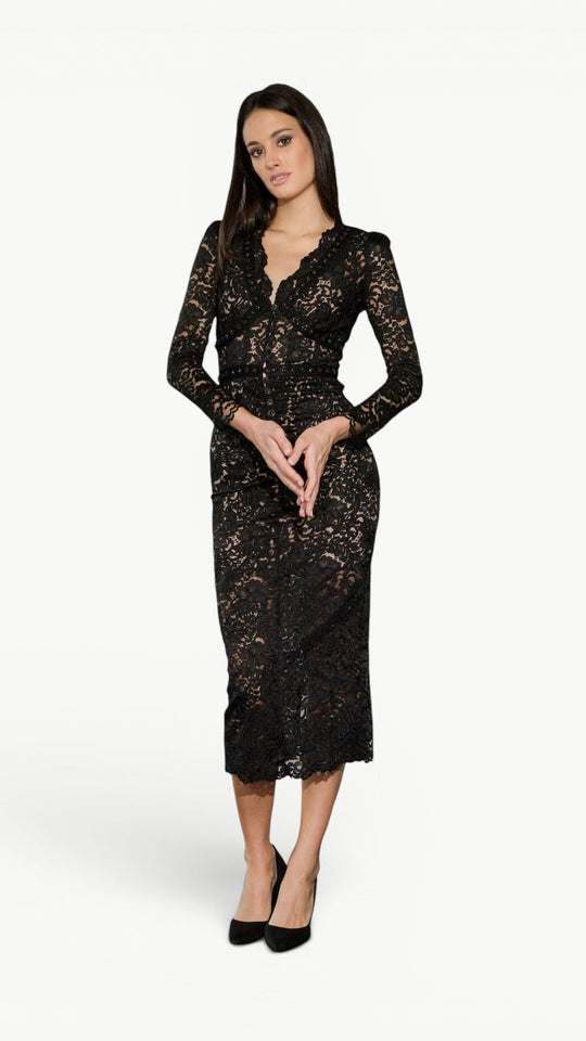 Embellished Lace Midi Dress