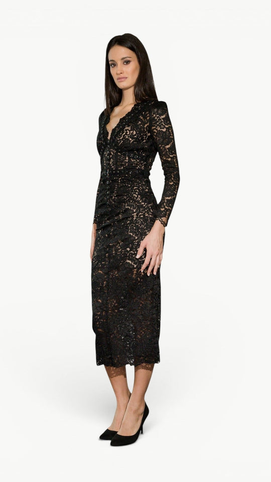 Embellished Lace Midi Dress