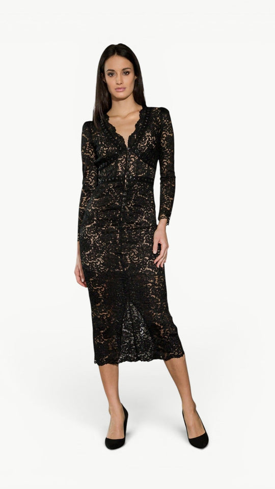 Embellished Lace Midi Dress