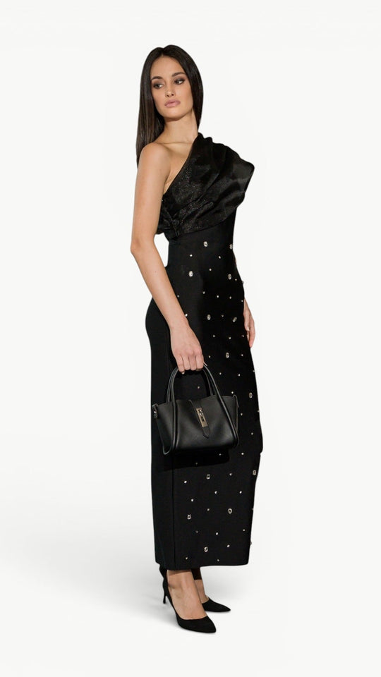 Embellished One-Schoulder Maxi Dress
