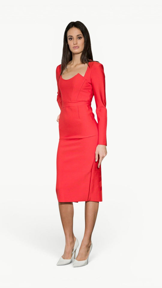 Rouge Bustier Midi Dress