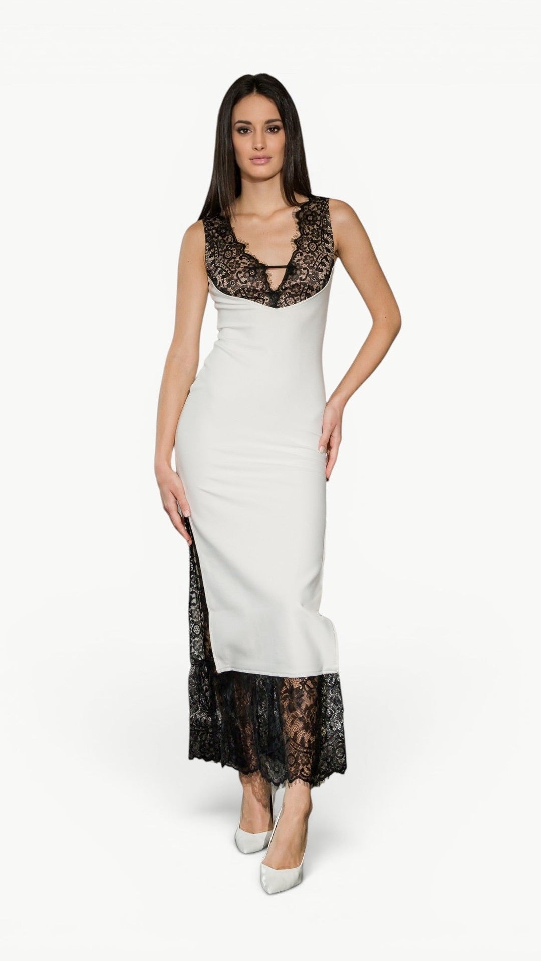 Mesh Maxi Dress Blanche