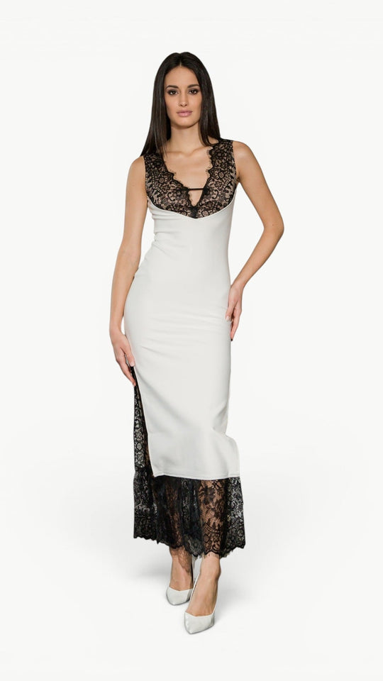 Mesh Maxi Dress Blanche