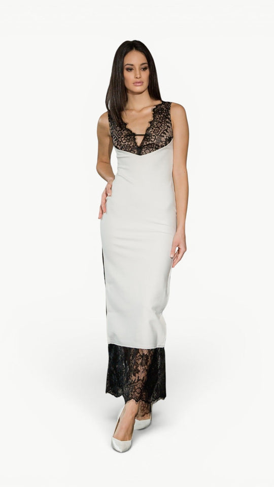 Mesh Maxi Dress Blanche
