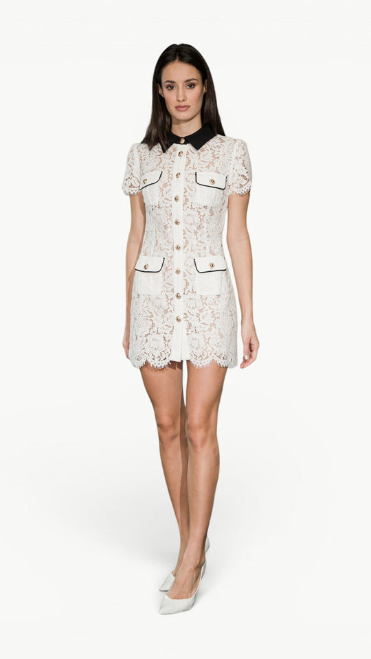 Conrast-Collar Mini Dress