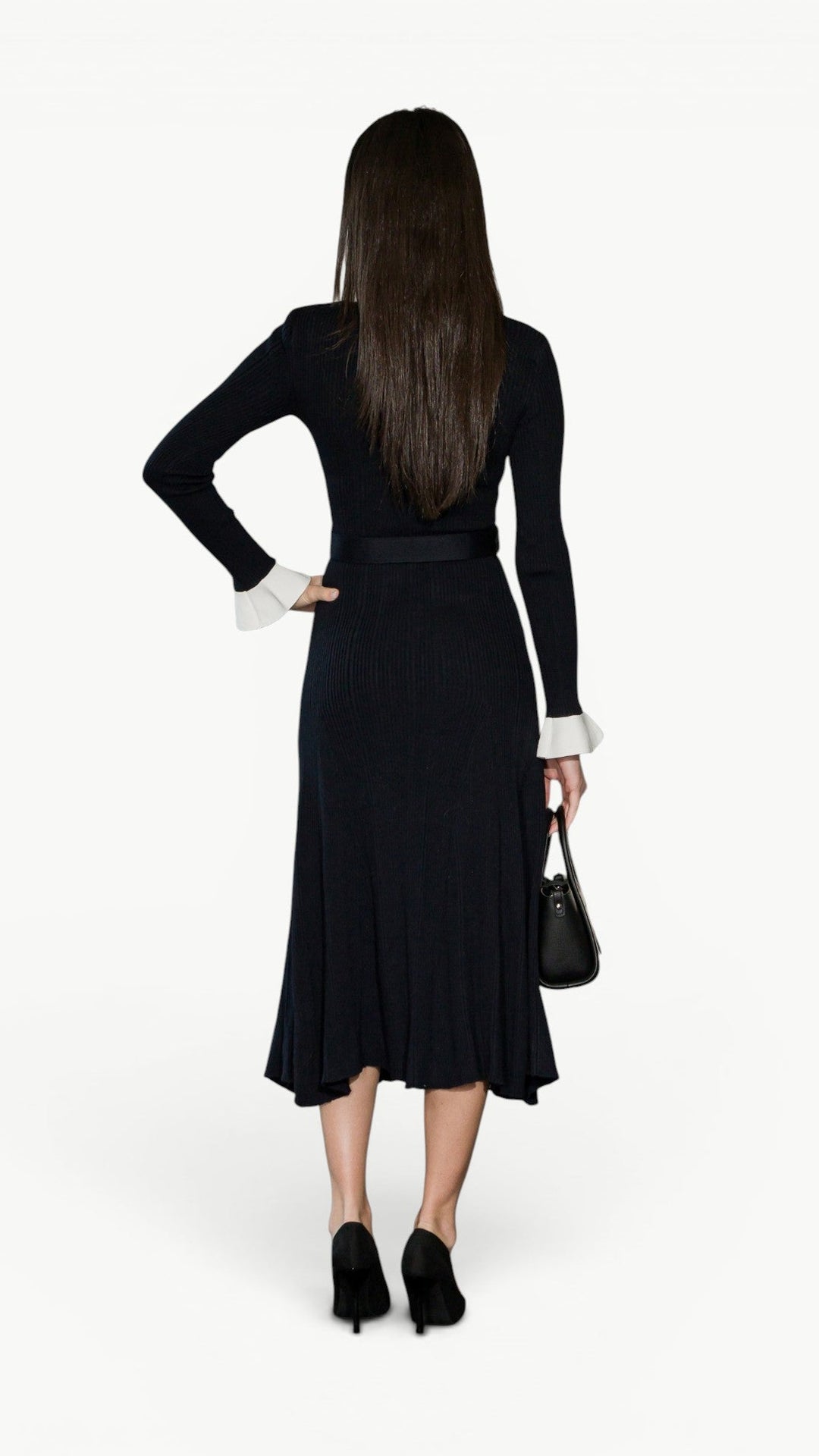 Contrast-Detail Midi Dress