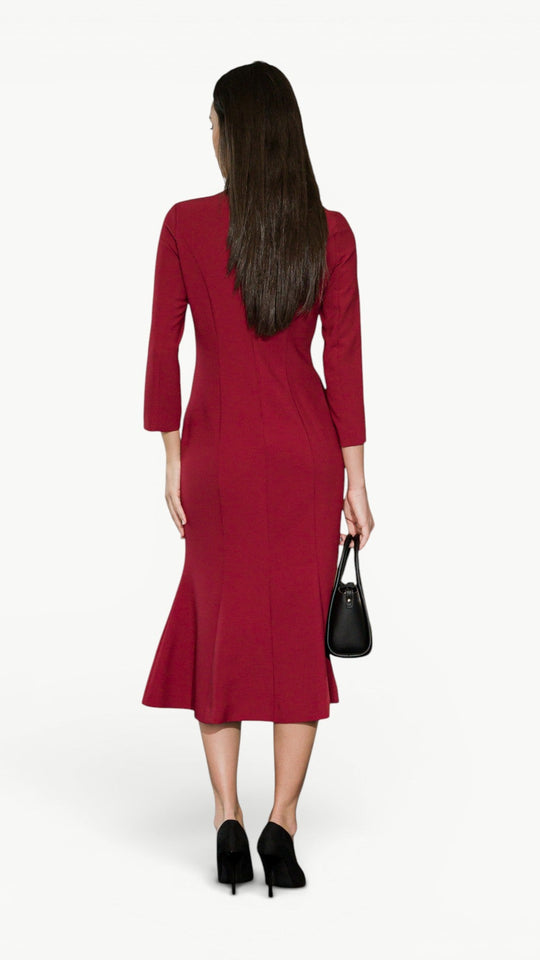 Pearl-Embellished Tailored Midi Dress