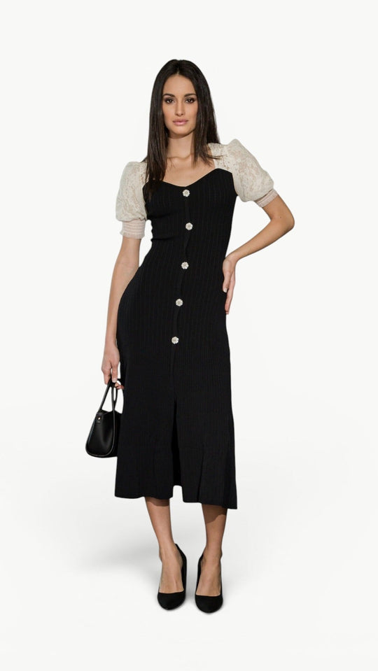 A-Line Knit Midi Dress