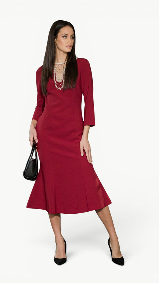 Pearl-Embellished Tailored Midi Dress