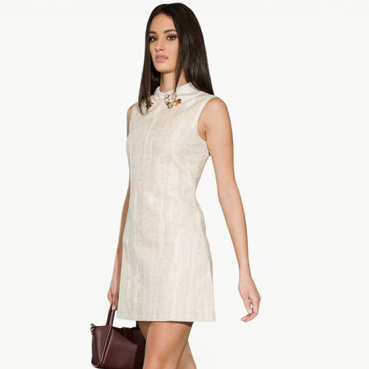Button-Embellished Mini Dress