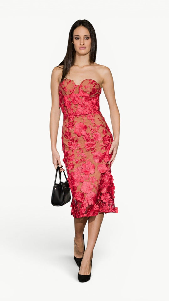 3D Embellished Midi Dress