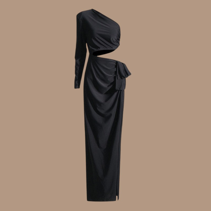 Lucienne || Elegant One-Sleeve Dress