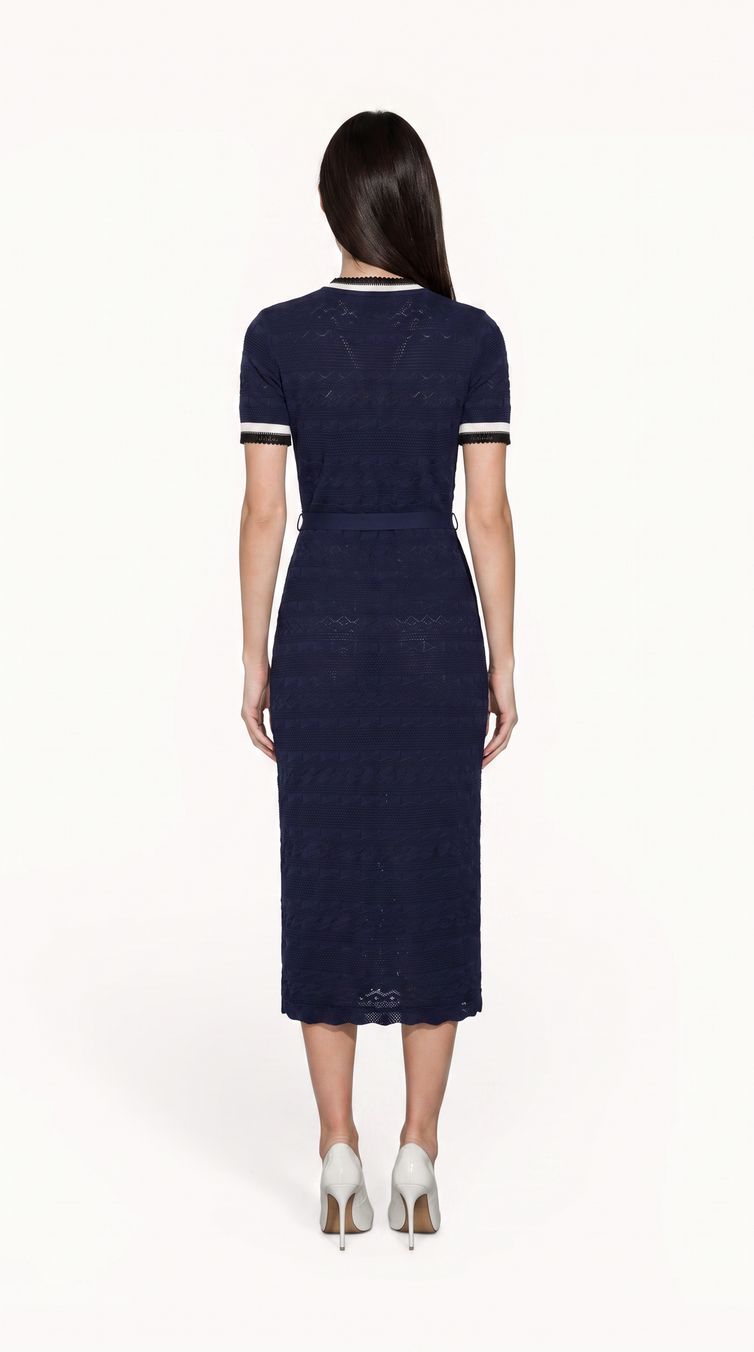 Navy Knit Midi Dress