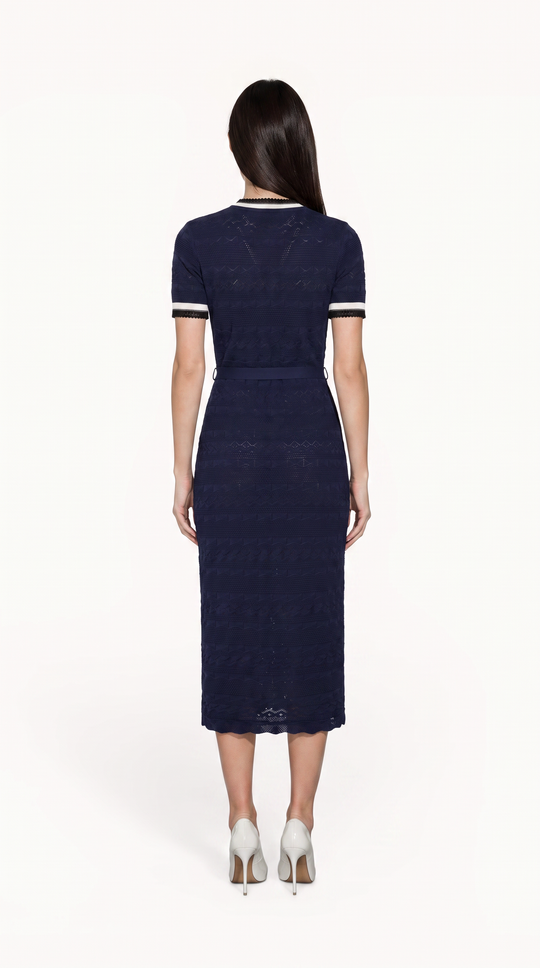 Navy Knit Midi Dress