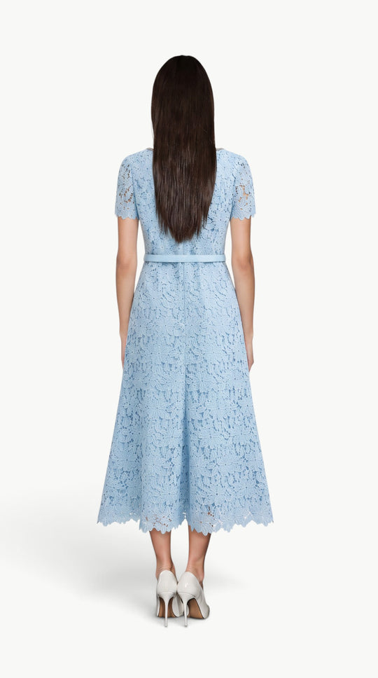 Crystal Button Lace Midi Dress